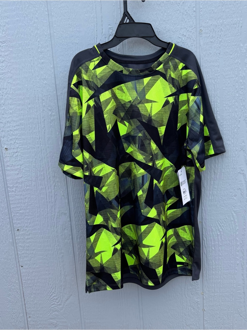 Athletic Works Black and Neon Green Performance Tee